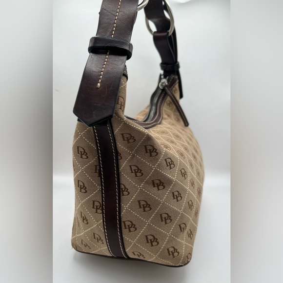 Brown Dooney & Bourke Canvas Monogram with Leather Trim Hobo - Picture 4 of 15